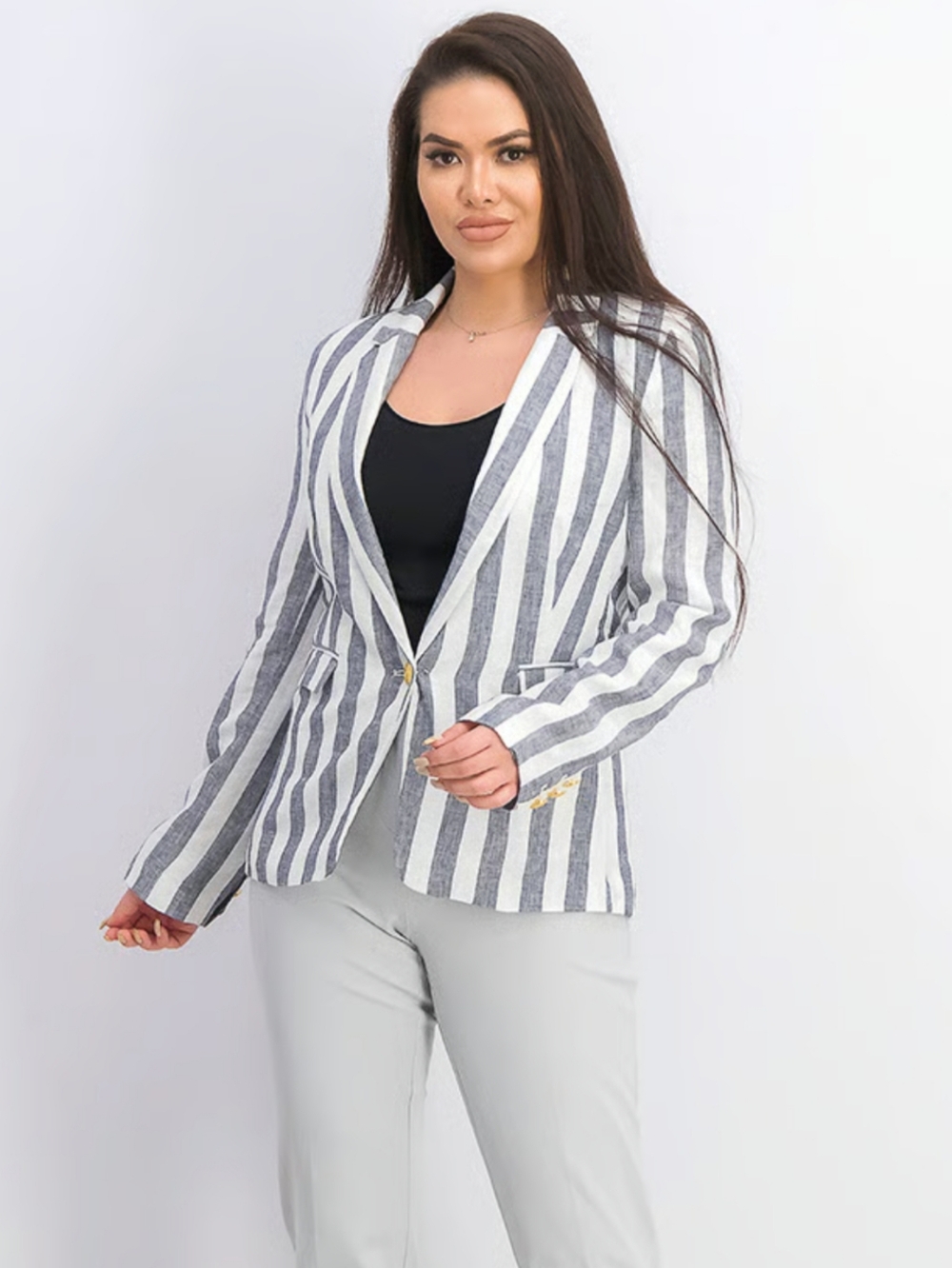 Women's Size 14 Linen Blazer Nautical Beachy - Picture 2 of 12